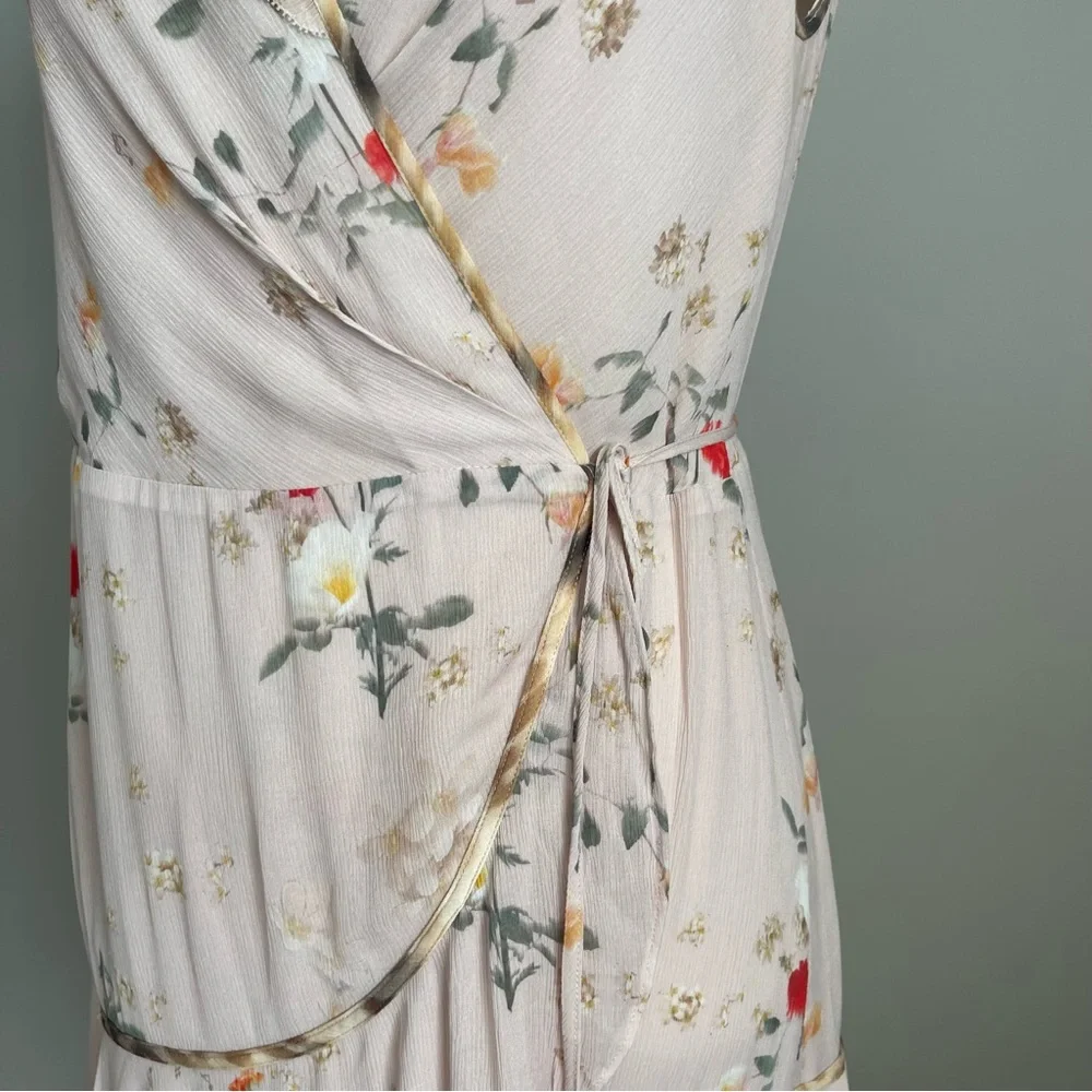 ALLSAINTS | Ari Kora Dusty Pink Floral Print Wrap Dress Sz 4 - Picture 5 of 11